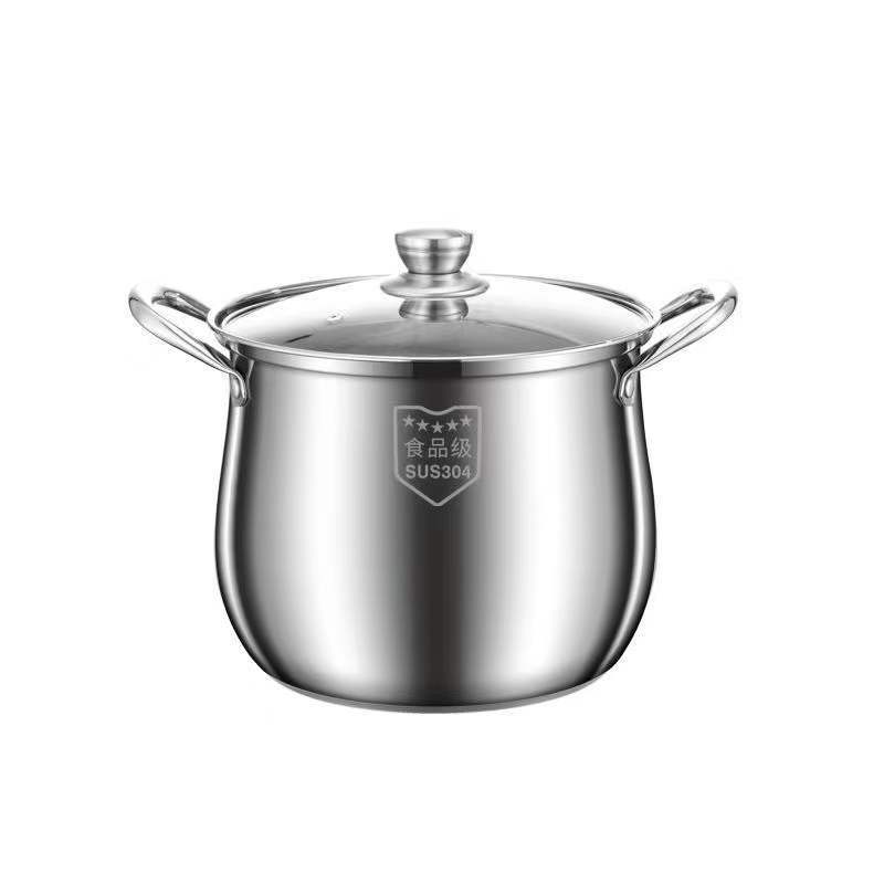 Household Stainless Steel Extra-high Pot Large Capacity Multi-layer Binaural Drum Sugar Soup Pot Thickened and Durable High Soup Pot with Steaming Lattice