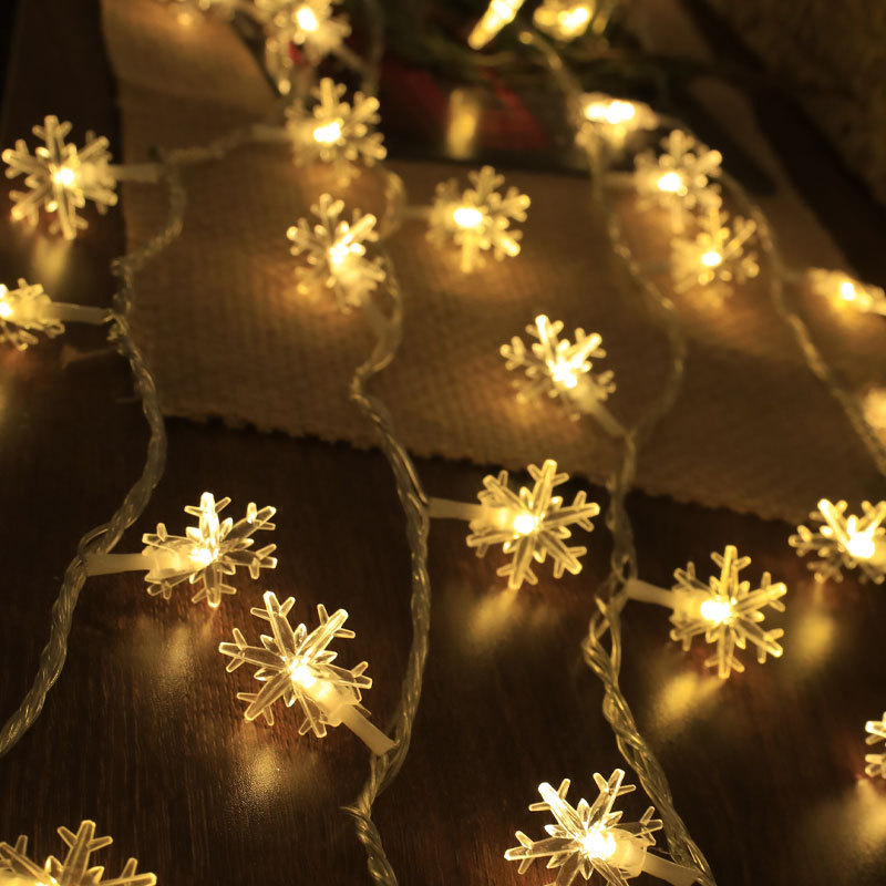 LED snowflake decorative light string Christmas wedding flowers camping decoration five-pointed star battery box USB atmosphere small colored lights