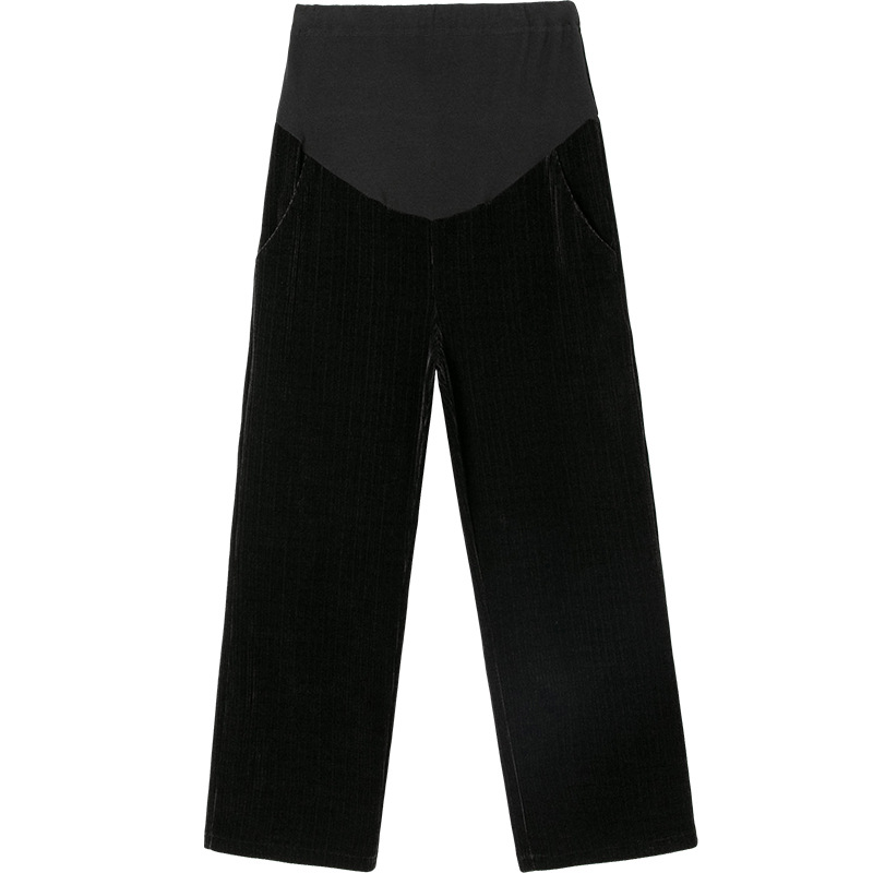 Pregnant women's pants spring and autumn outer wear fleece-lined thickened plus size chenille pregnant women's pants autumn pregnant women's clothing draping wide-leg pants