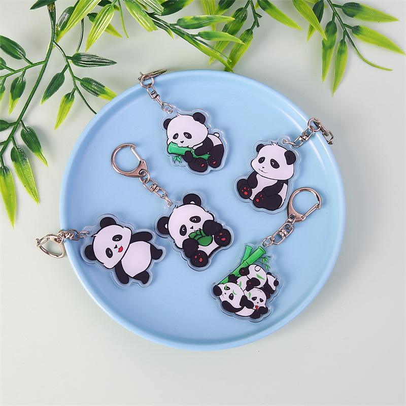 Cartoon panda keychain acrylic pendant student holiday small gift decoration ornaments cute key chain accessories