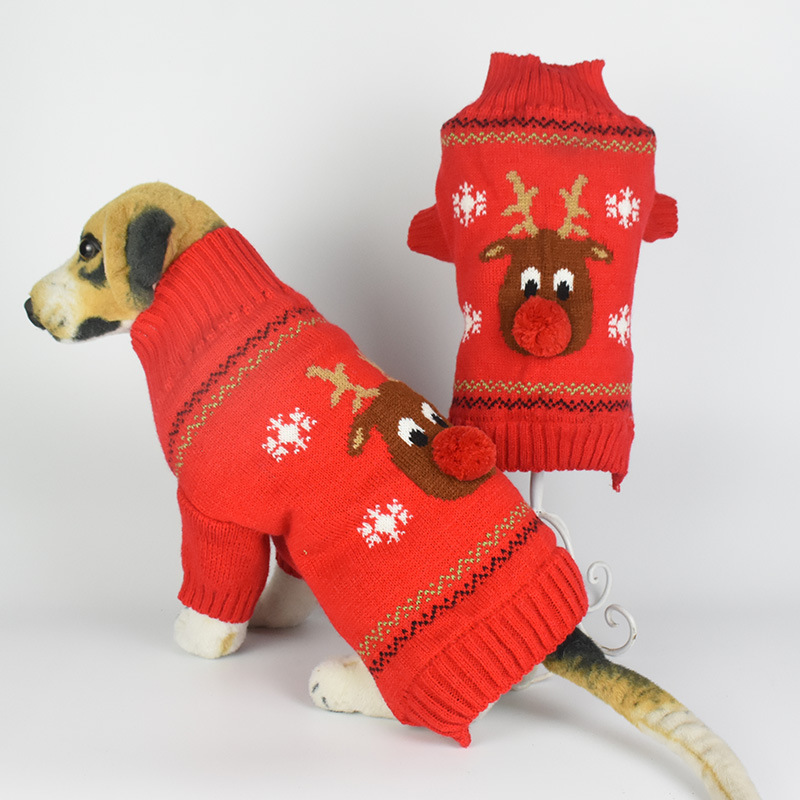 浙江出荷/クリスマスのペットのセーター-赤い鼻の鹿の犬の猫の服の服装の秋冬の猫の服装|undefined