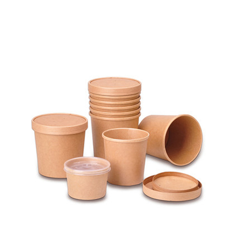 Disposable paper bowl takeaway light food packing box round paper bowl soup barrel soup cup porridge Cup spot wholesale salad paper bowl