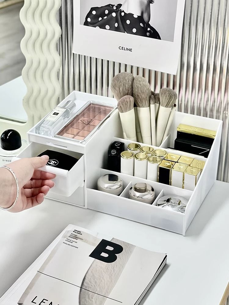 Cute pen holder storage box girl drawer desktop student stationery hand account Jiugongge desk storage rack box