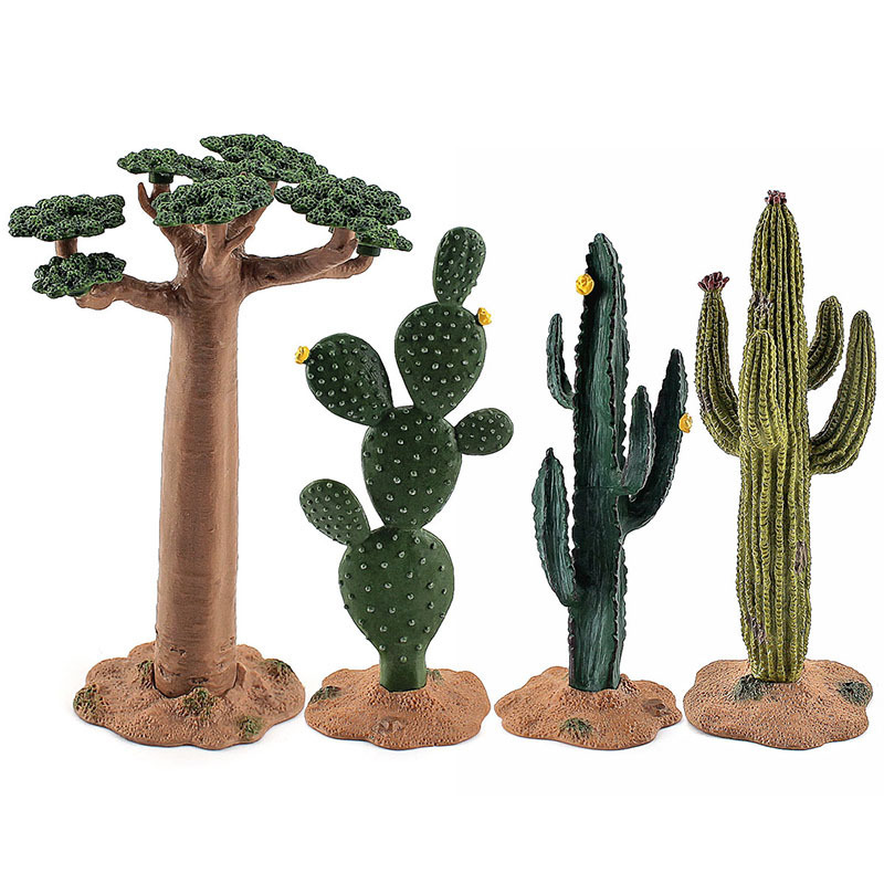 Children's Animal Model Scene Ornaments Tropical Desert Tree Simulation Green Plant Cactus Baobab Tree