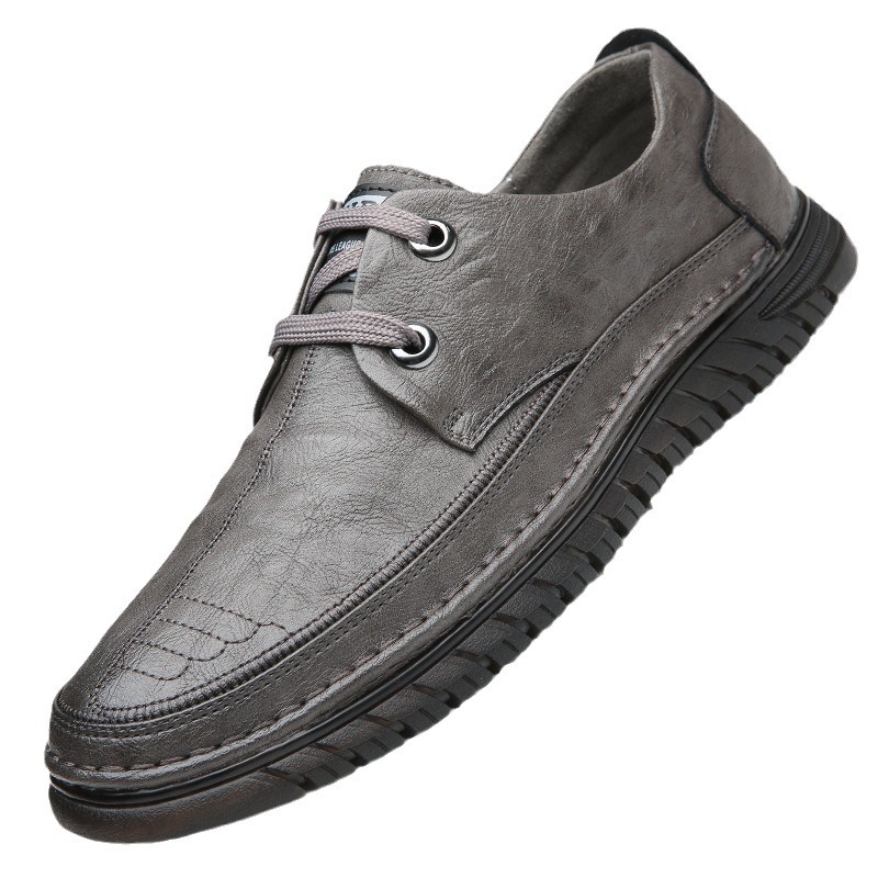 Men's shoes 2023 Autumn New crocodile pattern casual leather shoes fashionable all-match breathable soft leather soft bottom middle-aged dad shoes