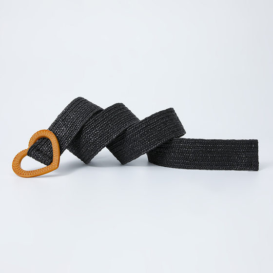 Summer small fresh 4cm elastic stretch pp grass woven sweet decorative dress ladies love buckle belt women