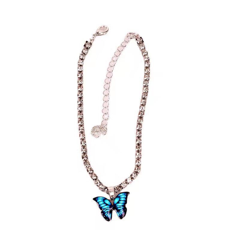 European and American Creative Rhinestone Butterfly Pendant Anklet Bracelet Female Popular Butterfly Elements New Color Butterfly Anklet
