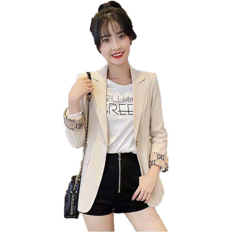 Small Suit Jacket Women's Spring and Summer 2021 New Western Style Slim Look Fashionable Popular One Button Internet Celebrity Suit Top