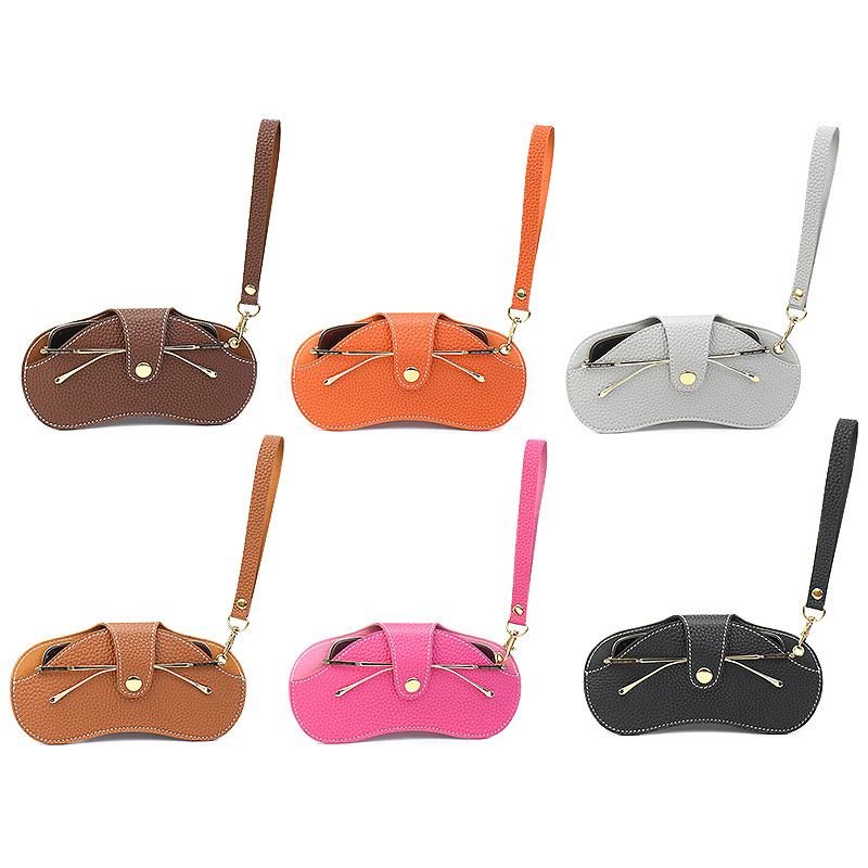 Wholesale glasses box portable neck hanging soft leather anti-scratch anti-wear sunglasses box Amazon cross-border European and American wind glasses bag