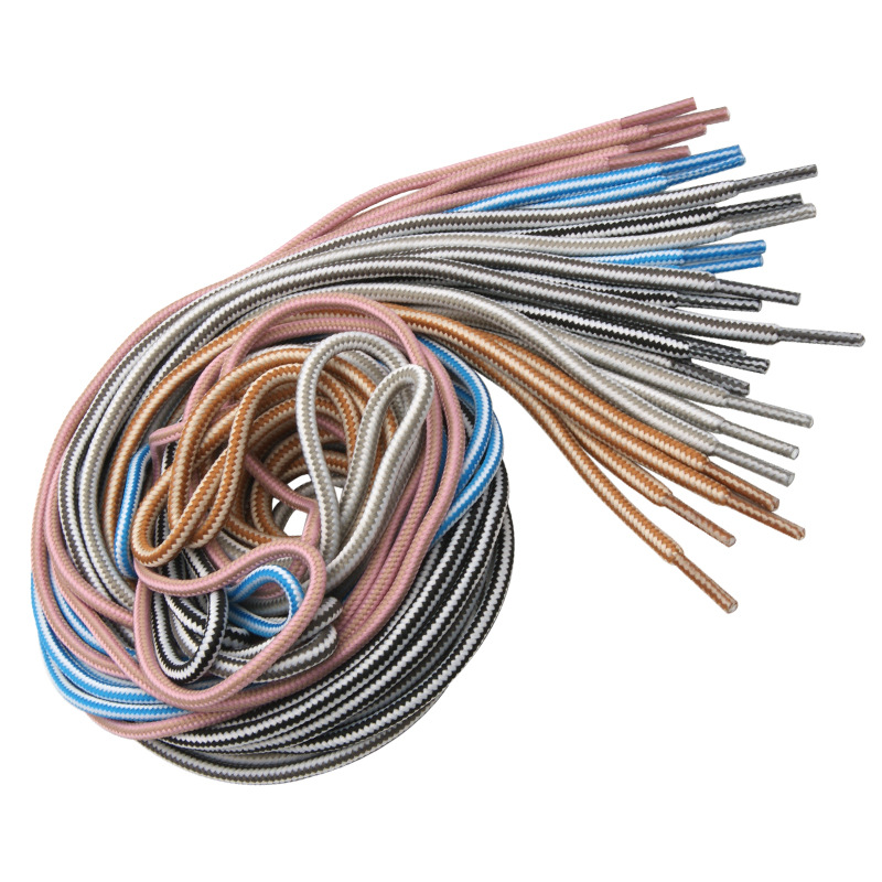 Factory 4mm & 3mm two-color shoelace ribbons sports outdoor polyester round hat rope pants rope lace