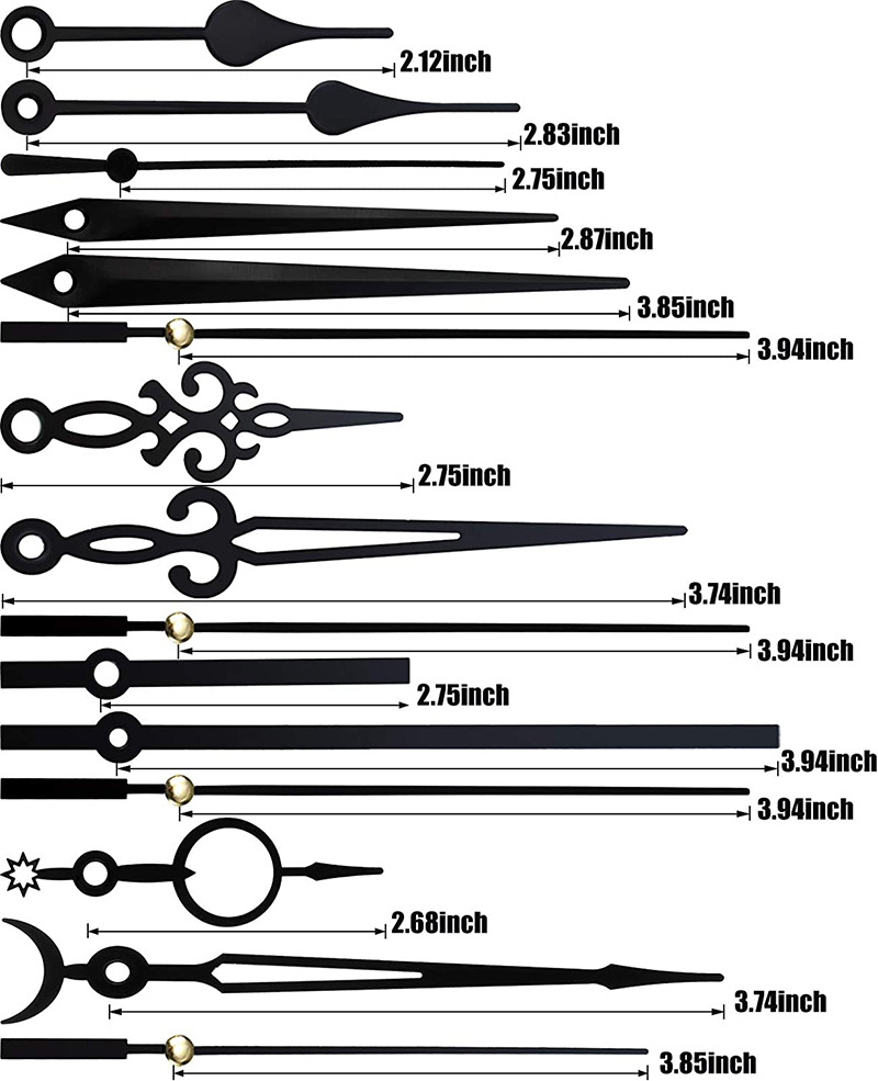 Cross-border spot 14 styles of metal clock pointer DIY clock movement repair accessories aluminum clock pointer