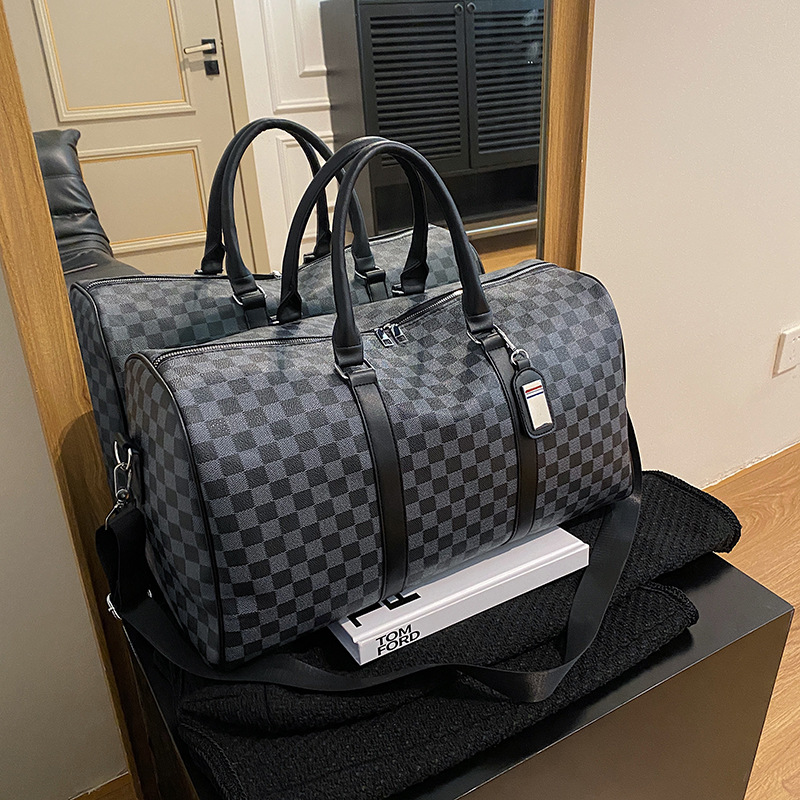 Large Capacity travel bag men's business travel city travel bag fashion chessboard Plaid portable crossbody Sports Fitness Bag