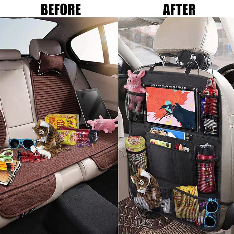 Cross-border car seat storage bag Oxford cloth chair back storage bag multifunctional storage bag iPad hanging bag anti-kick
