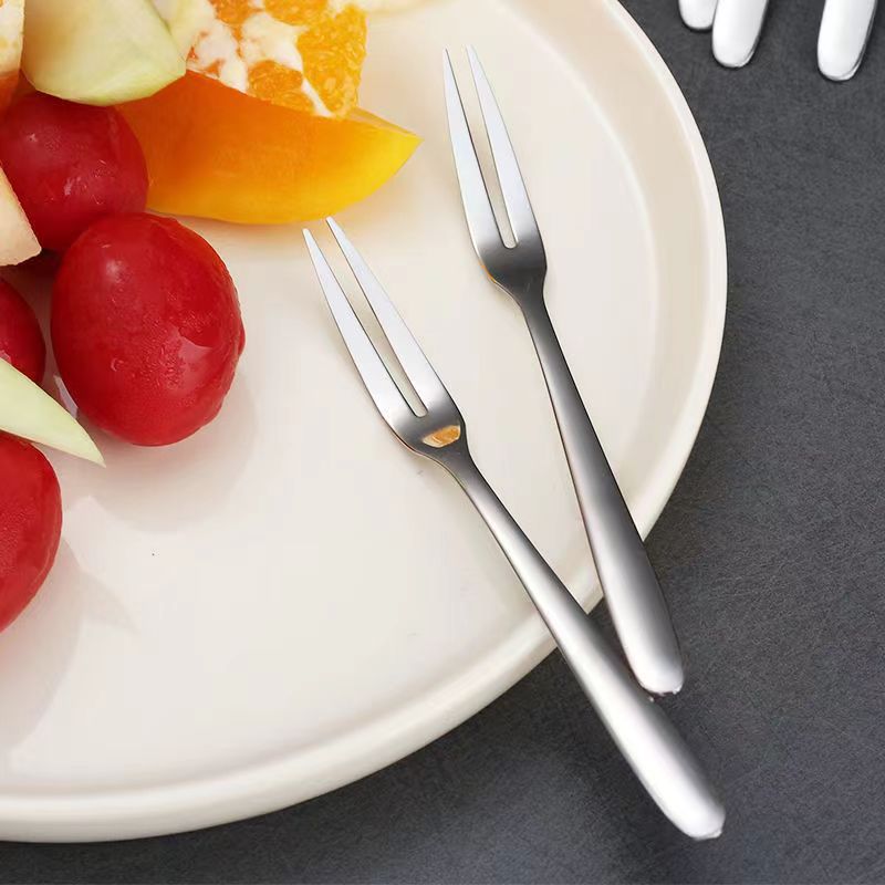 304 Stainless Steel Fork Household Fruit Fork Mooncake Fork Dessert Cake Fork Convenient Creative Fruit Stick Tableware