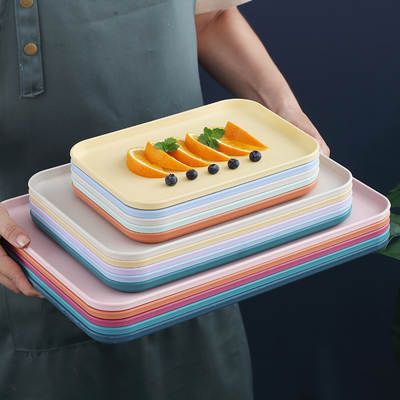 Source factory wholesale plastic tray rectangular Nordic fast food restaurant kindergarten home catering ins style plate