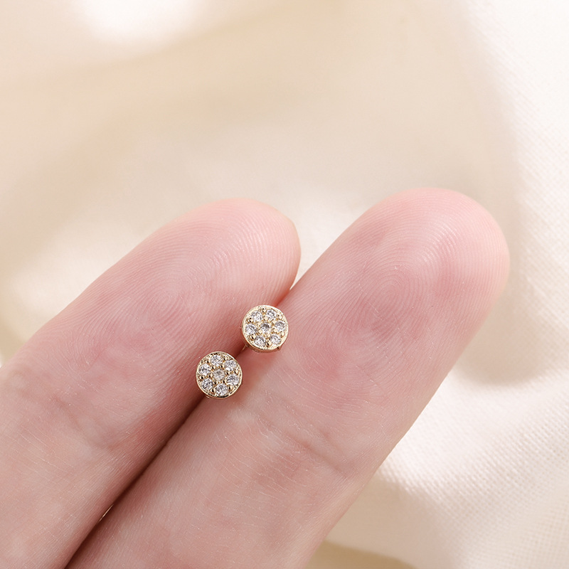 Direct factory sale 925 silver stud earrings with zirconia, suitable for work, mini invisible small flower-shaped lotus ear ornaments