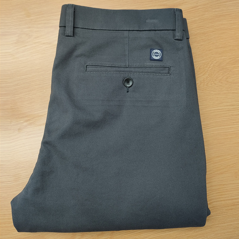 Spring and Autumn Straight Leg Pants Cotton Casual Pants Slim-fit Business Men's Pants New Men's Solid Color Pants Cropped Pants Men's