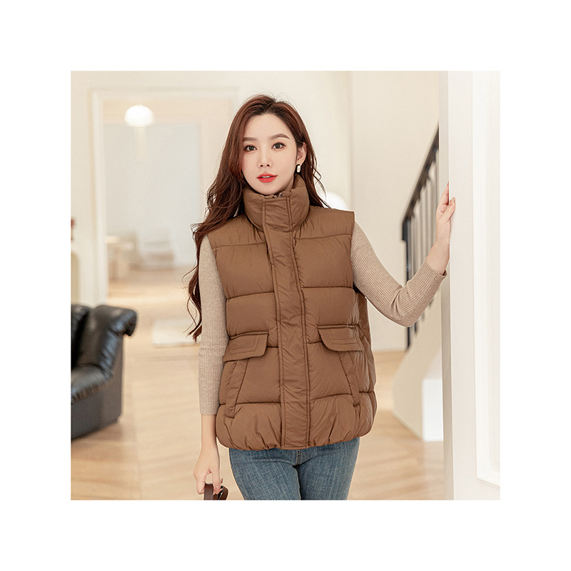 Autumn and Winter new stand collar all-match down cotton vest women's thickened bread coat fashionable outer wear waistcoat Waistcoat Vest