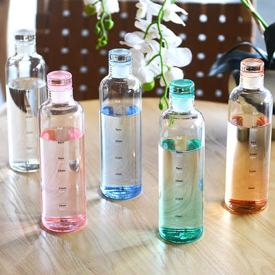 Student Creative Time Scale Water Cup Outdoor Portable Sports Water Bottle High Borosilicate Large Capacity Glass Cup Customization