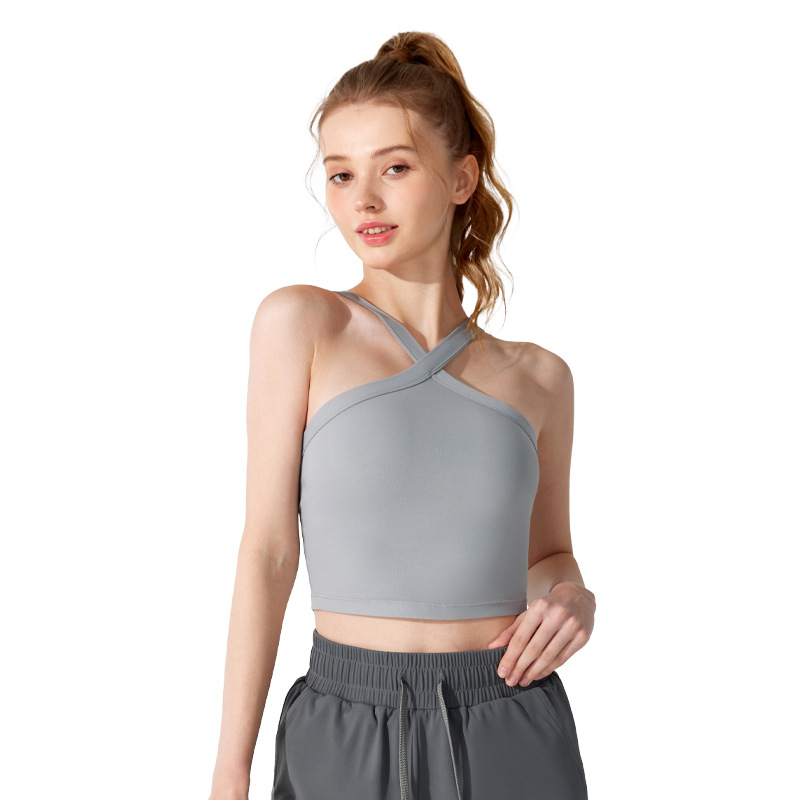 Summer new sports halter vest high-grade beauty back outer wear with chest pad all-matching yoga clothes women's sports underwear