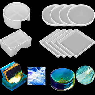 Cross-border Handmade DIY Dropping Mold Storage Box suit Round Coaster Crystal Resin Ornaments Silicone Mold