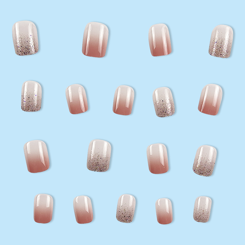 Foreign trade hot selling European and American wearable nail patch pure want to ice transparent glitter fake nail patch press on nails