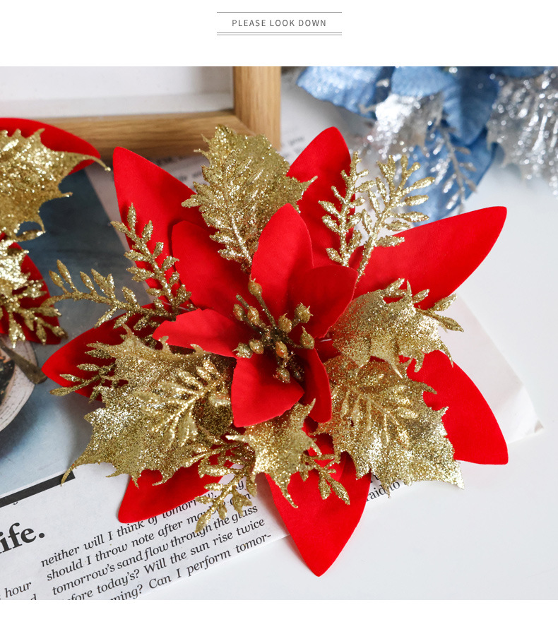 Decorazioni natalizie cipolla artificiale panno floccaggio panno polvere da spolverare fiore di Natale decorazione albero di Natale accessori ghirlanda di Natale_voghion.com