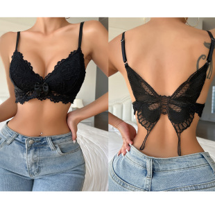 Sexy lingerie Women's European and American Foreign trade lace backless bow camisole bra inner wear wholesale delivery