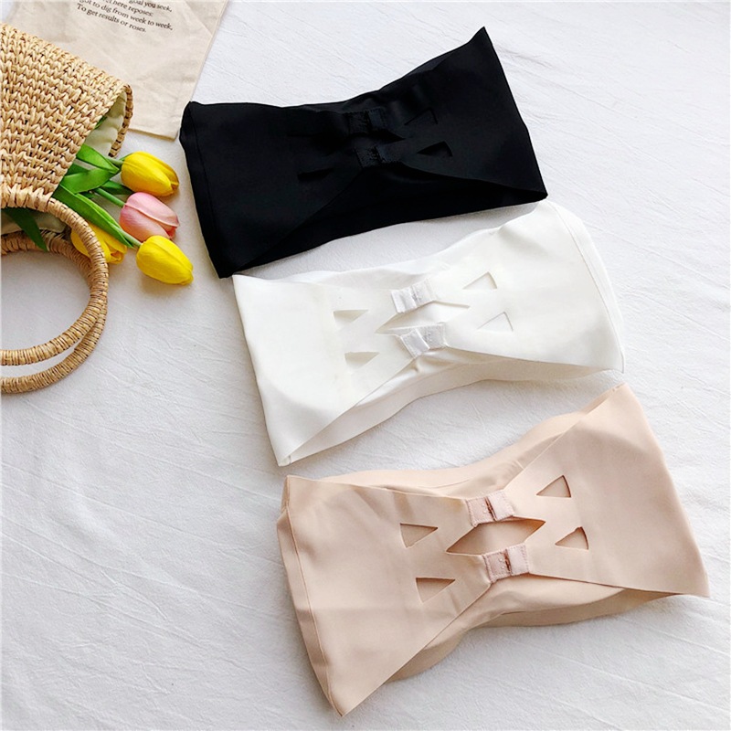 New Arrival Ice Silk All-Match Strapless Anti-Dusk One-Shoulder with Chest Pad Strapless Wrapped Underwear Base Top for Women