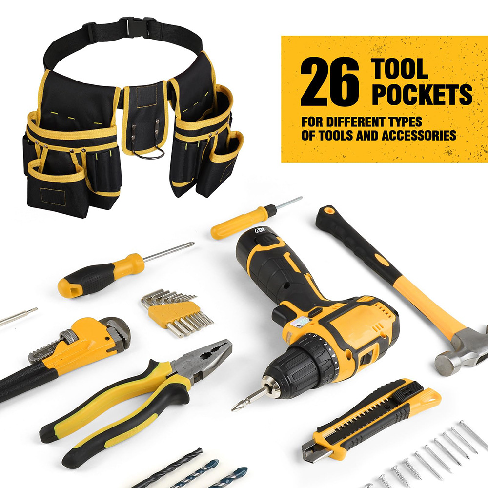 Tool Belt has magnetic multiple pockets tool belt adjustable tool waist bag multifunctional repair tool bag