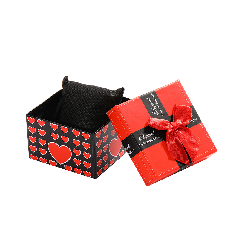 Internet red paper bracelet box gift box DIY heart bow watch box wholesale heaven and earth cover watch box