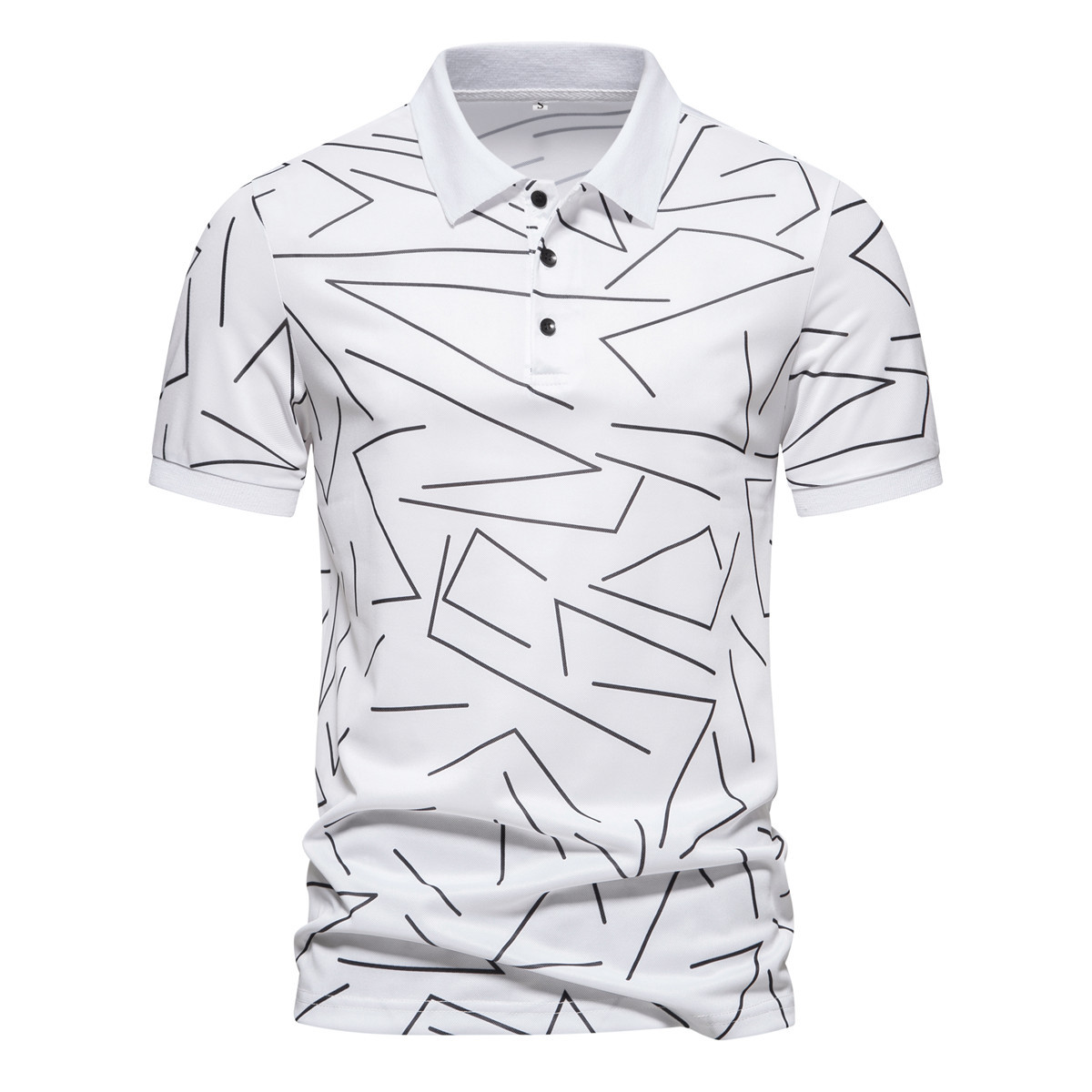 Amazon European and American Summer New Casual Men's Short-sleeved Polo Shirt Striped Printed Lapel Short-sleeved T-shirt Top