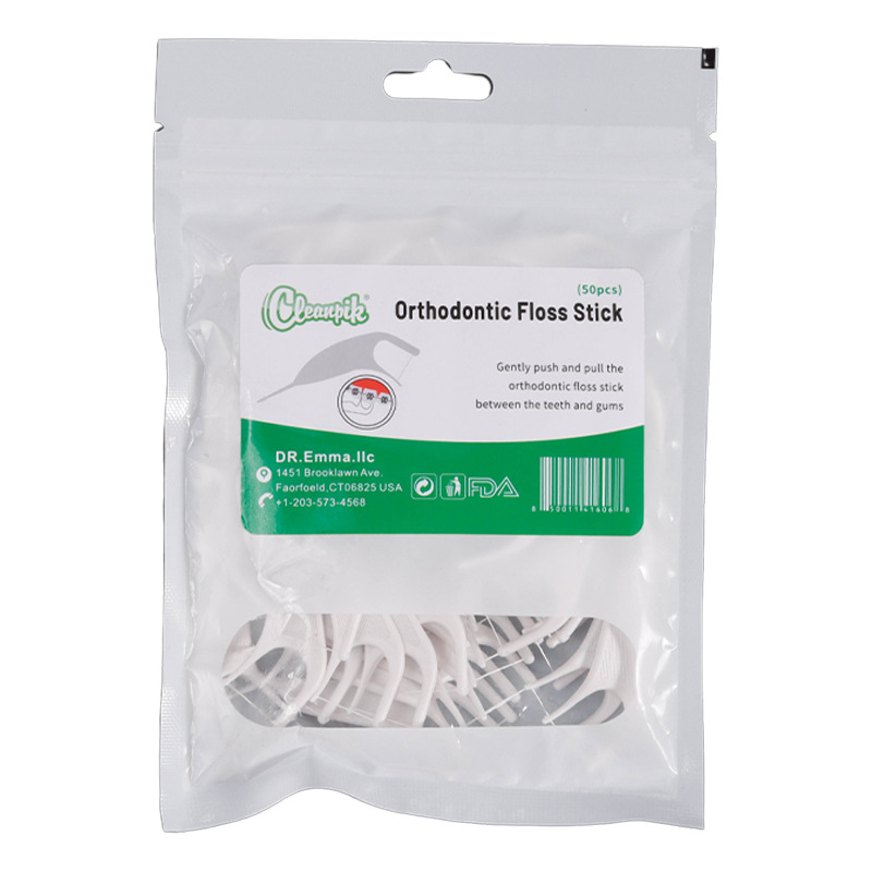 cleanpik50 bags of orthodontic floss stick disposable ultra-fine flat line floss stick bow cleaning floss pick