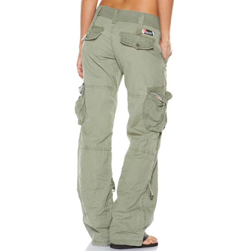 Foreign Trade Amazon Retro French Wide Leg European and American Women's Multi-Pocket Casual Loose Straight Women's Cargo Pants