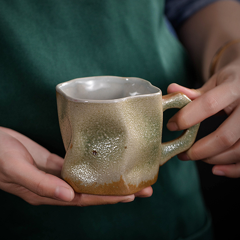 Japanese Style Simple Stoneware Coffee Cup Creative Kiln Change Mug Vintage Ceramic Cup Household Cup Office Cup Breakfast Cup