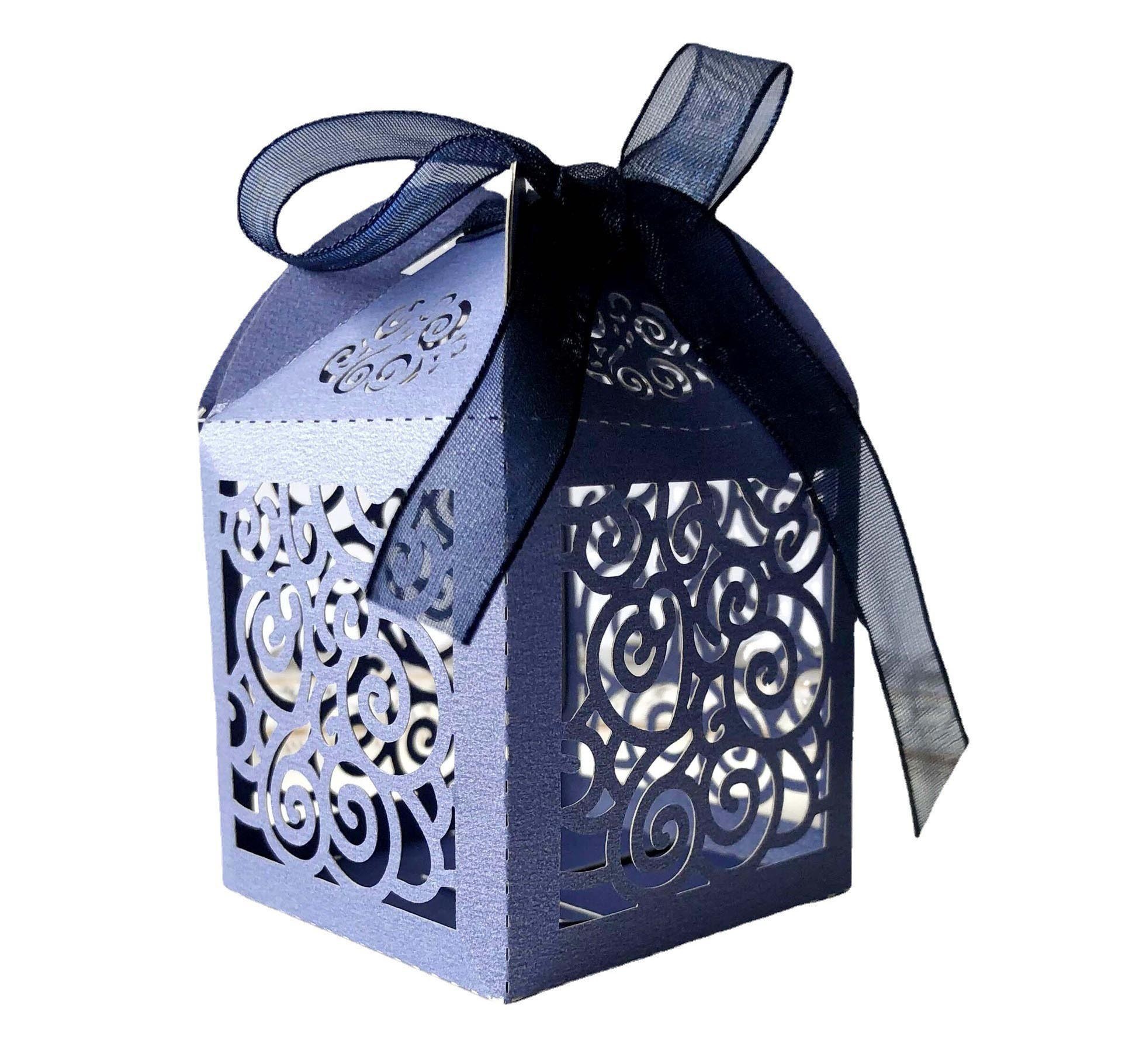 Selling Amazon love laser hollow candy box royal blue wedding candy packaging box factory in stock wholesale