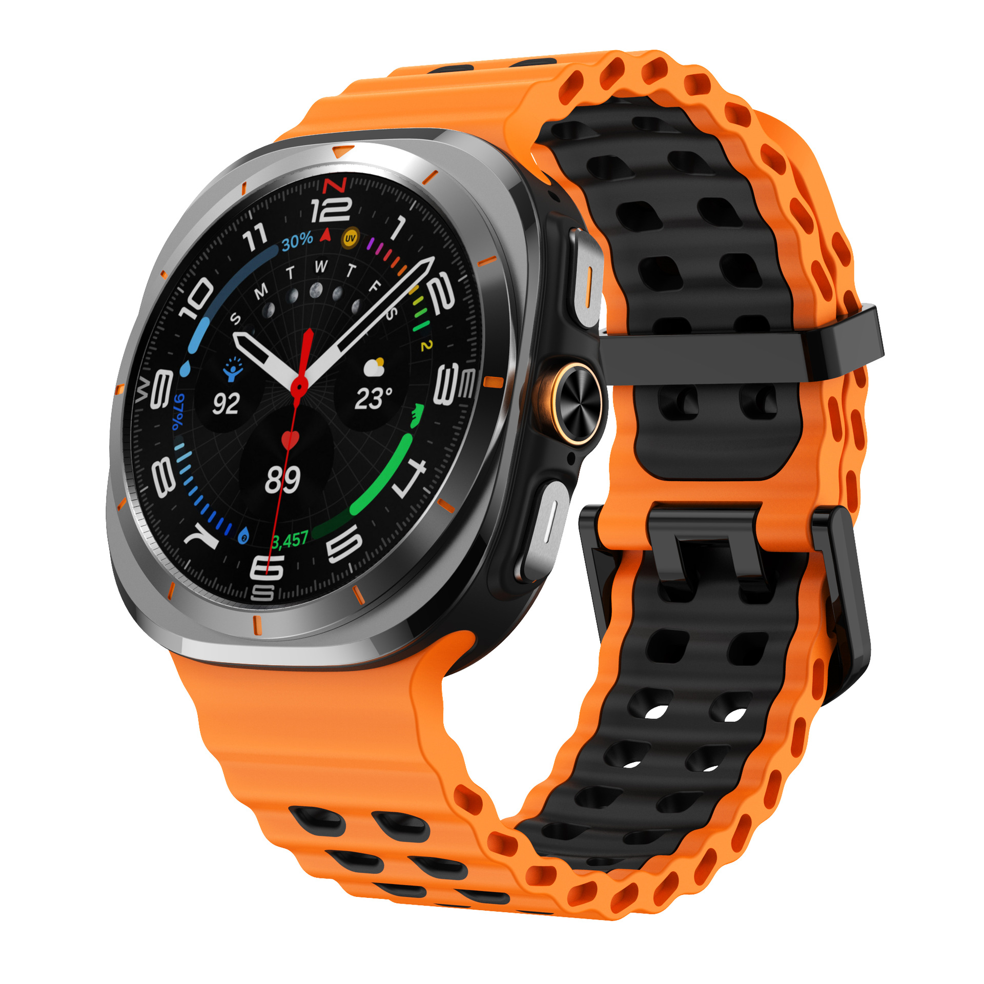 For Samsung Galaxy Watch7 Ultra Two-Tone Marine Silicone Strap Official Double Buckle Sport Band