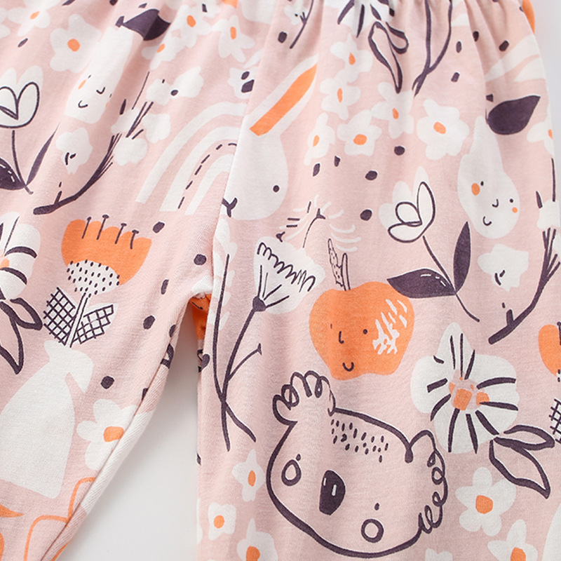 malwee children's home clothing autumn new European and American style printed crew neck elastic pants suit