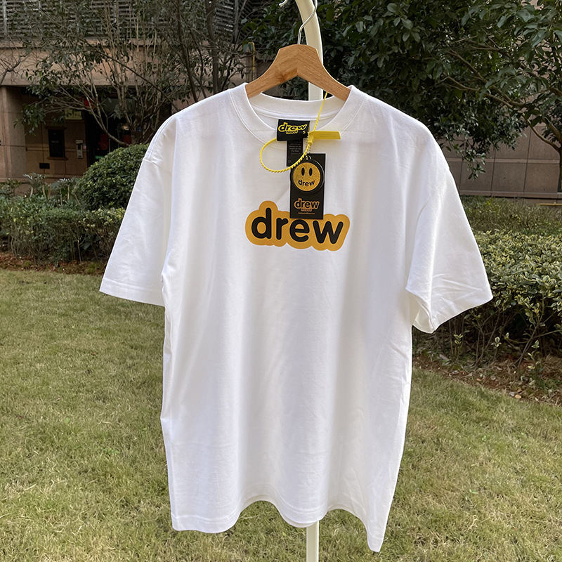 Drew Short-sleeved Letters Base Shirt Couple's Trendy Brand High Street Crewneck Short-sleeved Cross-border Jastin Bieber Smiley T-shirt