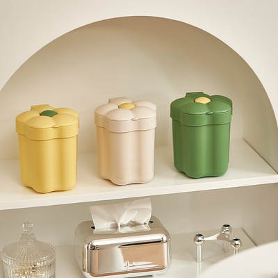 Creative Flower Storage Trash Basket Office Desk Mini Storage Tube Multifunctional Flip Desktop Trash Bin