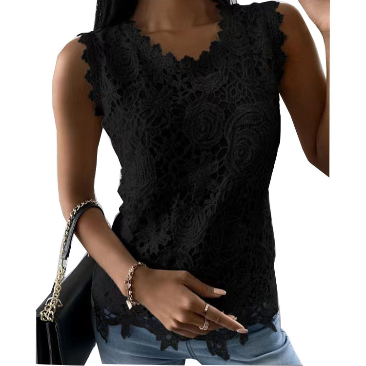 European and American cross-border independent station Amazon wish popular women's clothing 2022 summer new top vest lace shirt