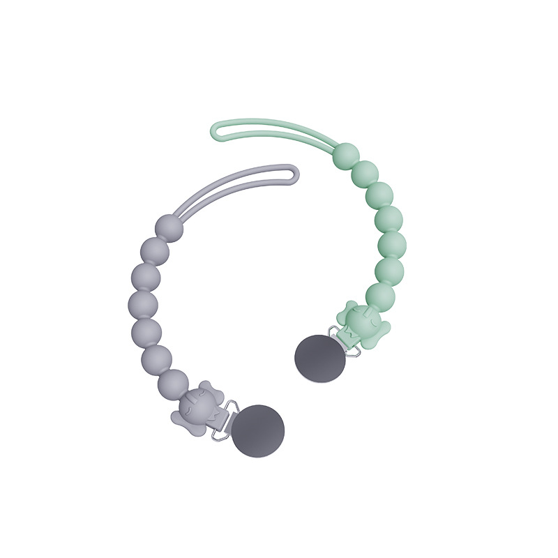 Amazon New Baby Pacifier Chain Пряжка из нержавеющей стали Зажим для соски с защитой от падения с силиконовыми бусинами для детских зубов