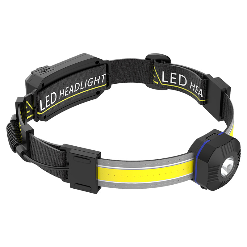 Cross-border new floodlight patch USB charging headlight with red light warning outdoor mini headlight with COB headlight