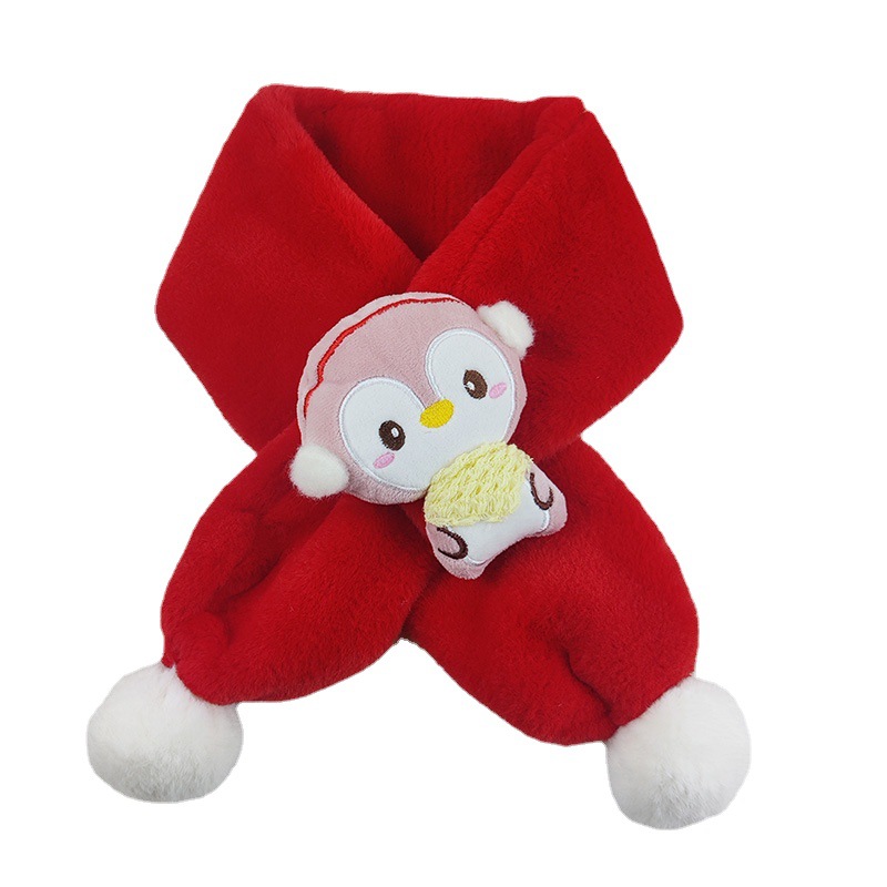 2023 new plush scarf autumn and winter warm plush children Penguin scarf cute baby imitation rabbit fur boy