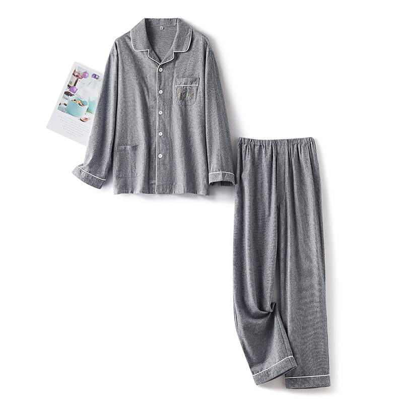 Autumn and winter new cotton sanding flannel plaid pajamas suit cotton home clothing wholesale a generation of hair