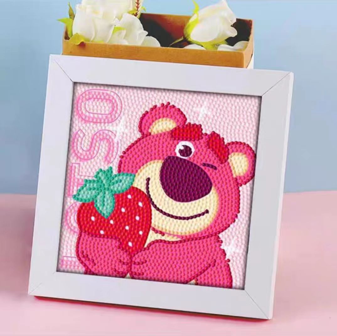 Candy Wind Strawberry Bear Diamond Sticker Wholesale Handmade DIY Educational Creative Toys Children Educational Birthday Gift