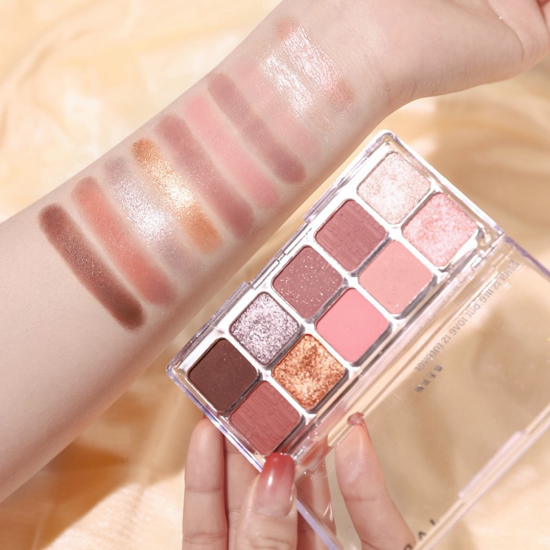 Low saturation cold Taro wisteria flower ten-color eye shadow plate pearlescent matte gray pink purple for beginners