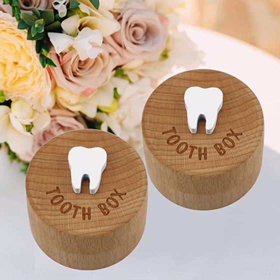 Modern Simple Baby Deciduous Teeth Box Children's Teeth Collection Commemorative Box for Fetal Hair Umbilical Cord Preservation Wooden Box