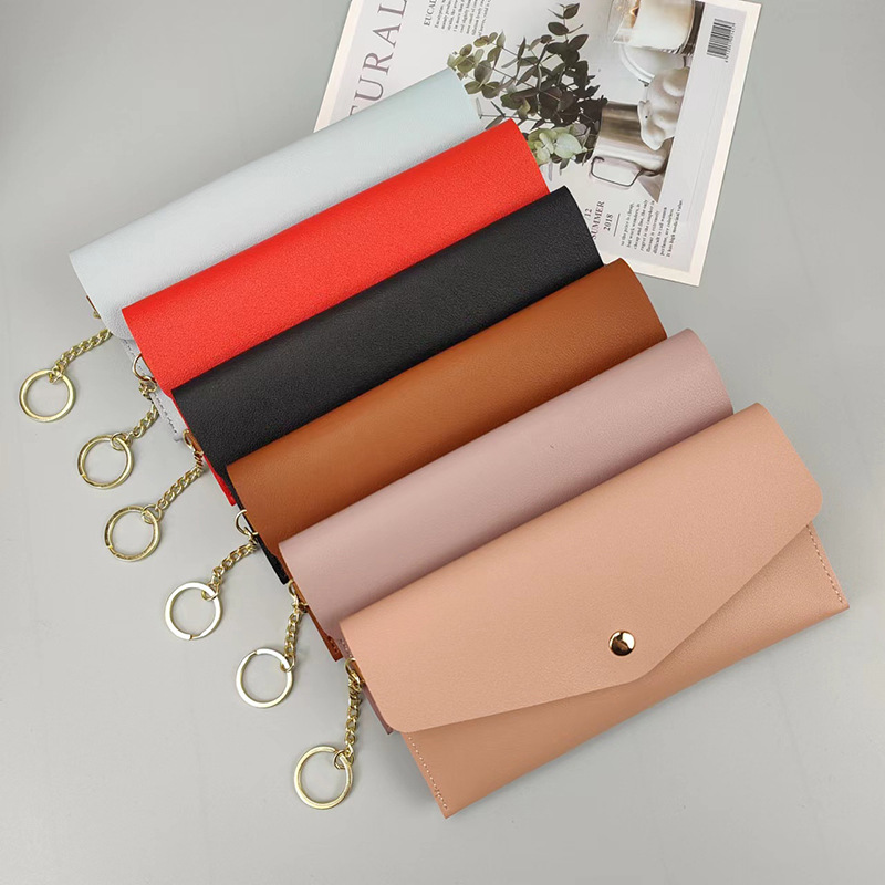 New Portable Women's Long Wallet Women's Hand Wallet Multi-Card Snaps Fashion Mobile Phone Bag Solid Color All-Match_voghion.com