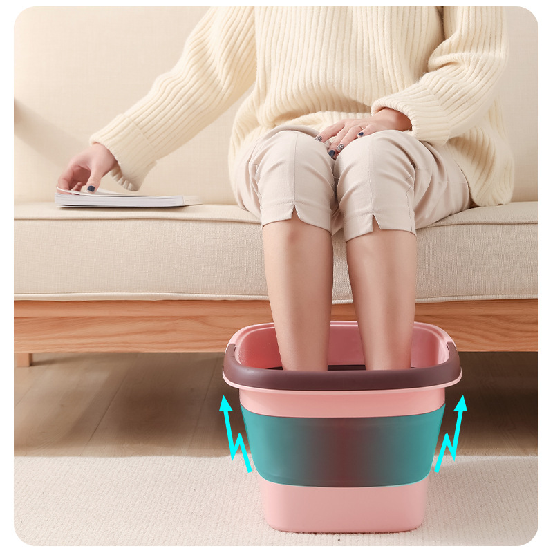 One-piece delivery square folding portable foot bath bucket foot bath tub car bucket laundry bucket student washboard
